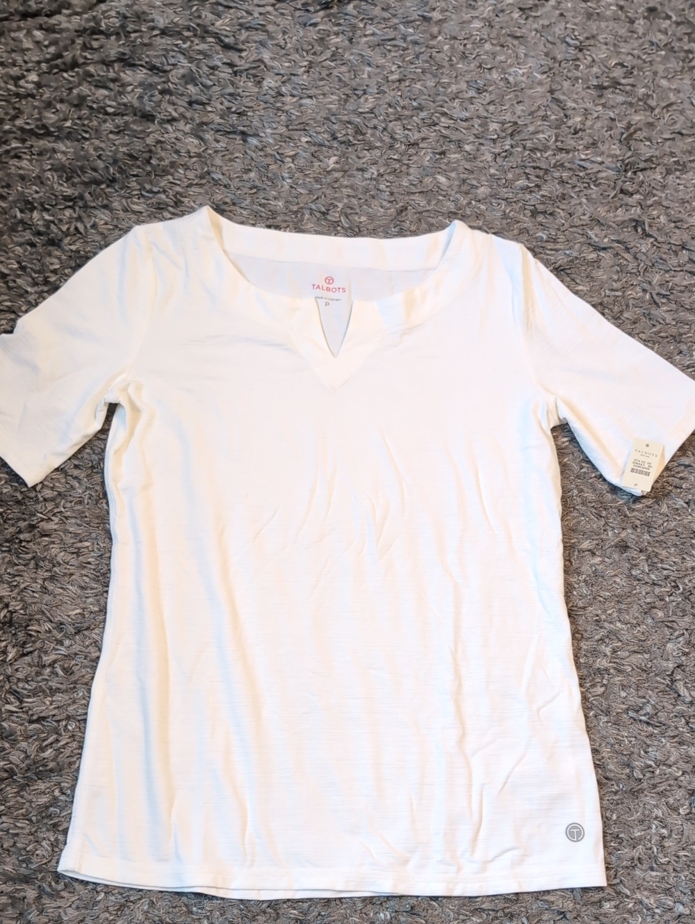 Talbots White Short-Sleeve V-Notch Tee